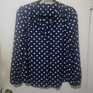 J. Crew Drapey Scalloped Top Navy/White Size Small FINAL